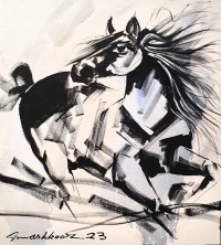 Mashkoor Raza, 24 x 30 Inch, Oil on Canvas, Horse Painting, AC-MR-621